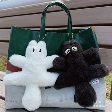 ingki 手工絨毛掛娃-經典黑色+雪白色雙入組