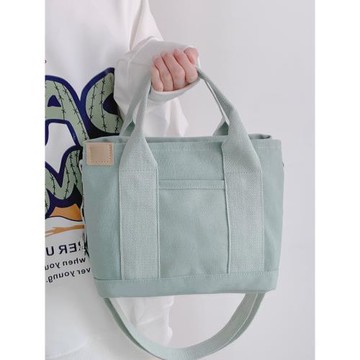 chic日系休閑復古千層大容量便當包上班水桶斜挎包學生上課帆布包