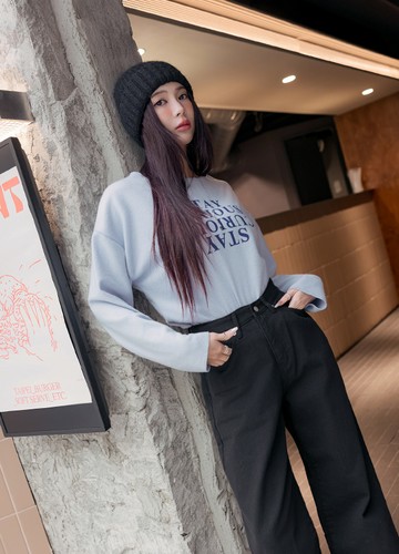 STAY字母磨毛上衣