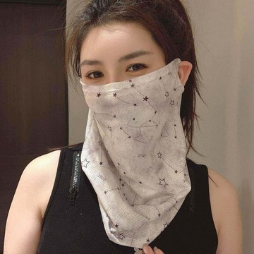 騎行面罩 單車面罩 面罩 女生面罩 涼感面罩 防風面罩 遮陽面罩女夏季全臉防紫外線掛耳開車遮陽面紗戶外騎行護頸遮脖子