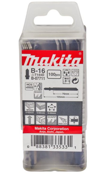 MAKITA 牧田 B-07711 B-16 線鋸片 100片 高碳素鋼 木材 多層板 膠合板 塑料 日本製