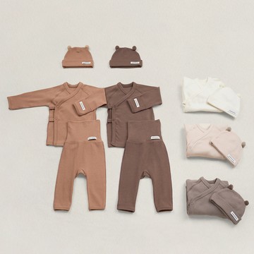 peekaboo 棉柔小熊新生兒套裝【現貨+預購】附帽子 新生兒衣服 嬰兒套裝 寶寶套裝 嬰兒帽子 彌月禮 韓國童裝