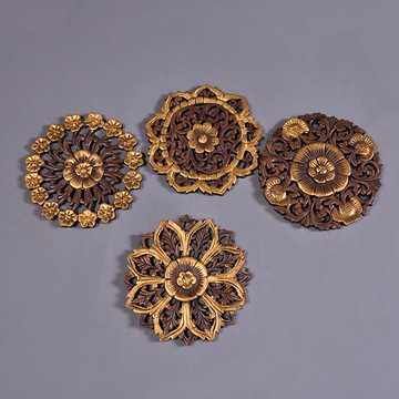 泰國工藝品小掛件 東南亞墻壁裝飾木雕畫 會所裝修壁掛墻雕板1入