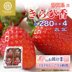 [予約 2024年1月5日-1月30日の納品] きらぴ香 いちご 2L 3L 約280g × 静岡県産 苺 いちご イチゴ 苺 いちご ギフト