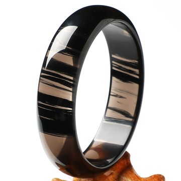 天然稀有冰種黑線黑曜石手鐲女款 凈透玻璃體水晶鐲子飾品 僅7件