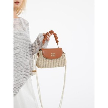 2025夏季新款時尚質感草編包拼接撞色女包字母沙灘包小方包斜跨包