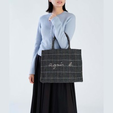 agnes b.Voyage 大款 羊毛 混色 托特包 灰色