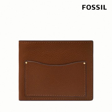 【FOSSIL 官方旗艦館】Anderson 波浪造型真皮零錢袋短夾-咖啡色 ML4579210 (禮盒組附鐵盒)