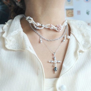 DNA 浪漫粉紫色 淡水珍珠 鎖骨鍊 CHOKER C144