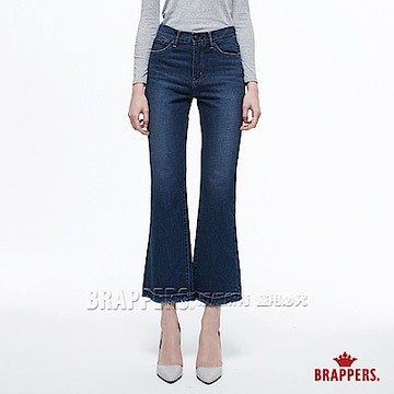 BRAPPERS 女款 新美腳系列-女用中低腰短版不收邊靴型褲-藍