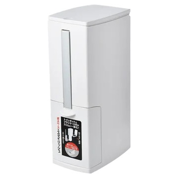 FAmILyLIFE 生活 多功能彈蓋式縫隙型3合1垃圾桶 附馬桶刷  杏仁白  20 x 11 x 41.5cm