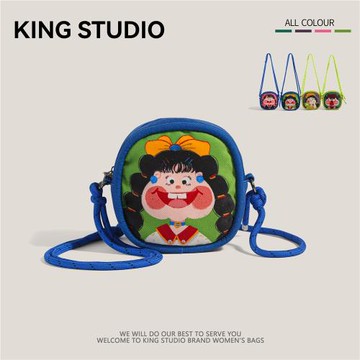 個性搞怪插畫小眾設計包女2025新款涂鴉小方包可愛卡通單肩斜挎包