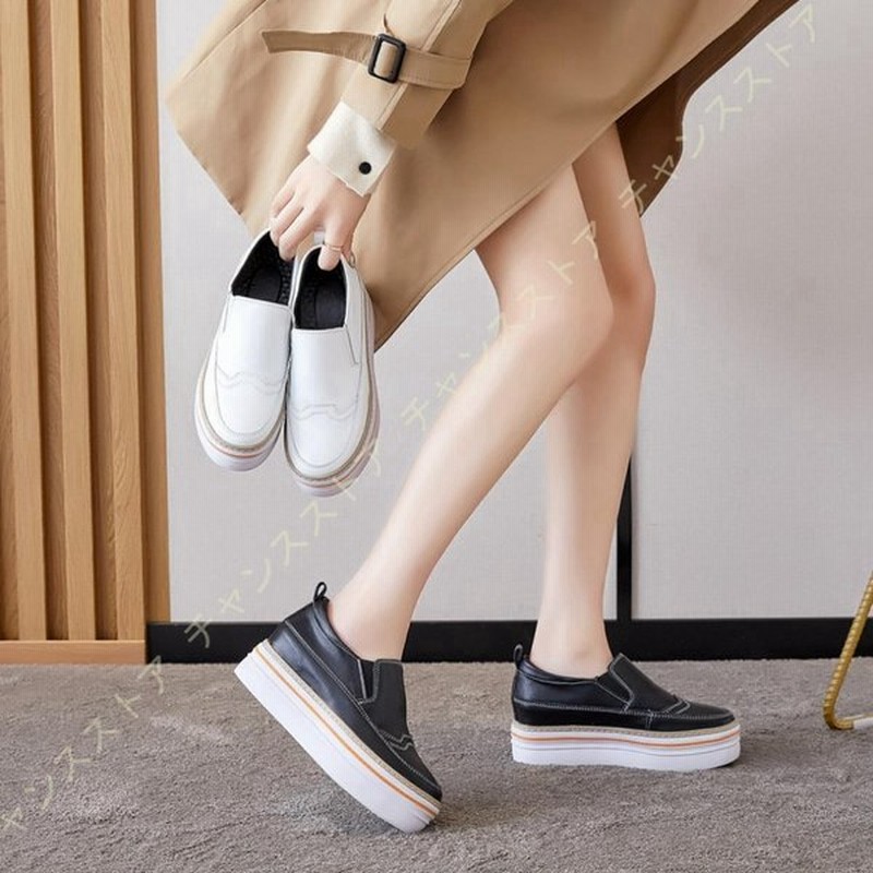 レディース スリッポン 厚底 本革 大きいサイズ スニーカー 美脚 スリップオン 厚底靴 ナースシューズ 痛くない 疲れにくい スポーツ インヒールスニーカー 通販 Lineポイント最大0 5 Get Lineショッピング