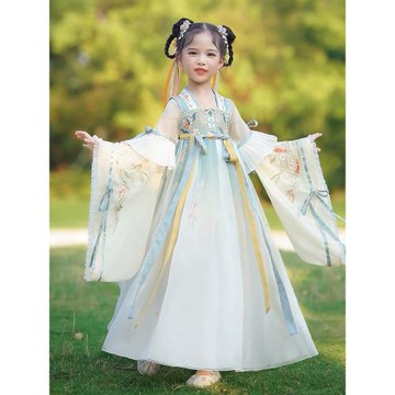 漢服女童唐裝改良大袖衫連衣裙古風小女孩夏款仙儒裙夏季薄款古裝