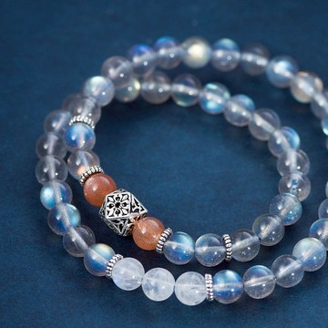 拉長石月光石925純銀手鏈 | 天然石水晶手鏈客製禮物