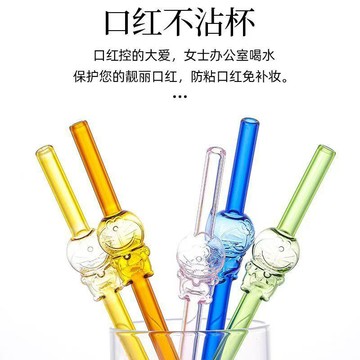 玻璃吸管🎀 哆啦a夢彩色可愛耐熱玻璃吸管 高硼硅吸管可愛吸管 哆啦a夢吸管