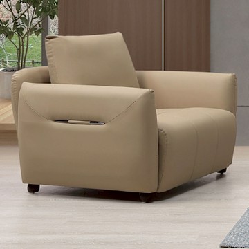 文創集 弗格淺咖透氣皮革單人座沙發椅-99x97x83cm免組