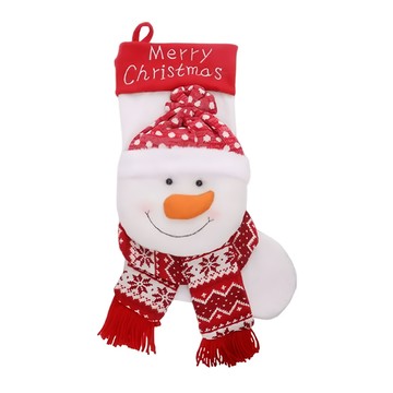 立體綠葉聖誕襪  42 x 29cm  雪人 白色  1組