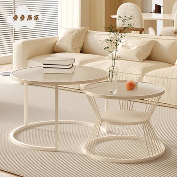 輕奢鋼化玻璃 茶幾 客廳 家用小戶型簡約現代創意圓形組合陽臺 小桌子[DD0503005]