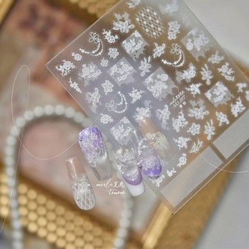 蕾絲花朵 美甲貼紙素材 薄韌款 ins風 指甲貼 DIY假指甲