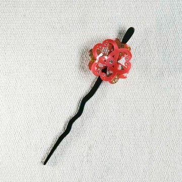 拈櫻,幸運花,髮簪,髮釵,髮插-紅