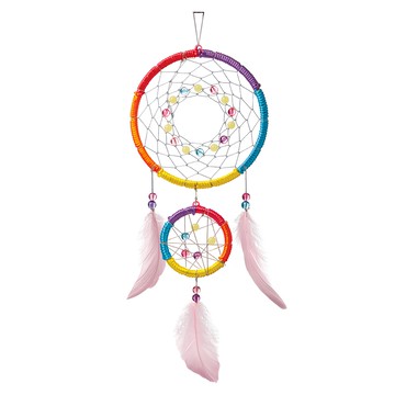 4M 工藝創作：炫彩捕夢網 內含兩個圈圈 (16cm & 8cm) 1包彩色珠 1包夜光珠 3根羽毛 6個線軸 1包膠水 詳細說明  多色  1盒