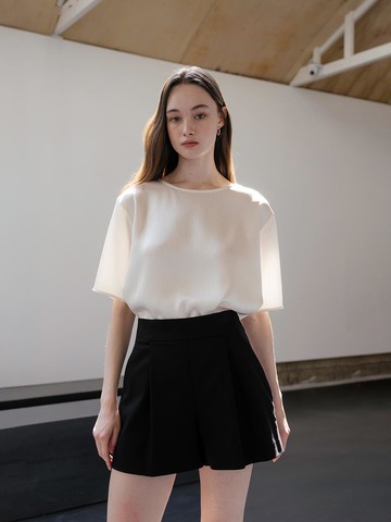 Wrinkled Simple Blouse [Ivory]
