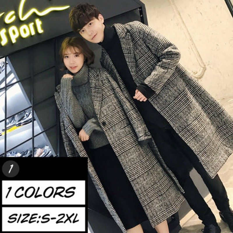 ロングコート ペアルック チェスターコート ペア カップル お揃い 男女兼用 アウター コート レディース メンズ グレンチェック チェスターコート 格子 10代 代 30代 高校生 おしゃれ 通販 Lineポイント最大get Lineショッピング
