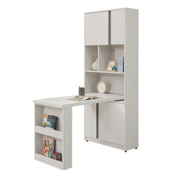 文創集 維斯4尺可伸縮四門書桌＆書櫃組合-120x80x202cm免組