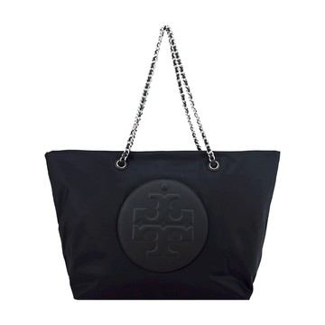 TORY BURCH ELLA 經典立體LOGO鏈帶托特包(黑)