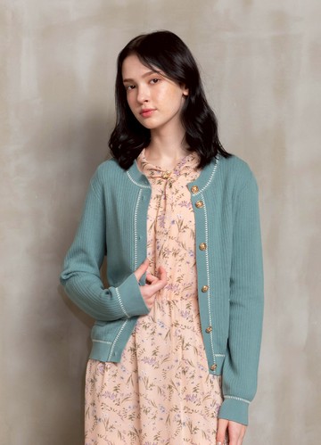 光暖日照跳針繡直紋兩穿式針織衫