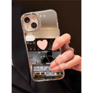 2024新款鏡面愛心適用蘋果15promax手機殼14pro高級感補妝鏡子iphone15全包防摔13小眾愛心12網紅女款16新款X