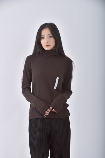 加購優惠(M) gu質感高領棕色長袖上衣
