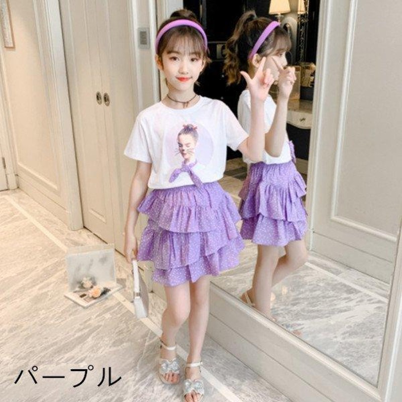 セットアップ韓国子供服夏服女の子上下セット可愛い Tシャツ2点セット