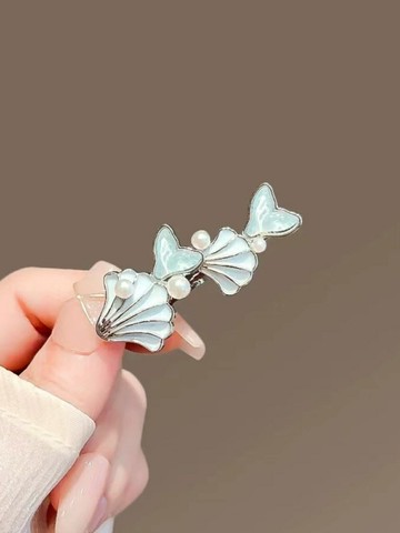 貝殼魚尾發夾女夏新款百搭發卡側邊劉海夾前額碎發夾子個性鴨嘴夾