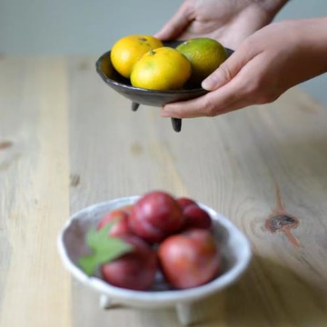 手作日用復古餐具粗陶茶點盤子創意大號三足水果盤日式料理壽司碟