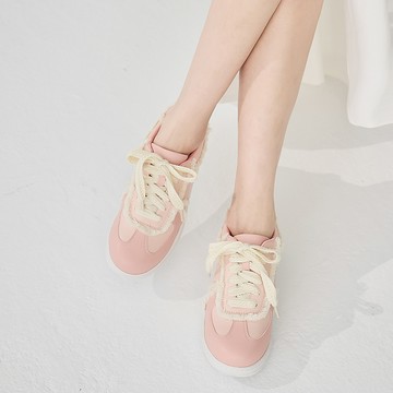 (特價品)(原價1980)夢幻抽鬚滾邊甜美休閒厚底鞋  粉  GC107PN