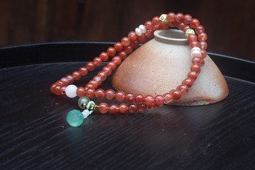 天然南紅瑪瑙6mm手鏈 冰飄火焰紅紋手串  玉石手環