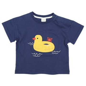 akachan honpo - 幼兒短袖T恤-立體圖案-深藍色