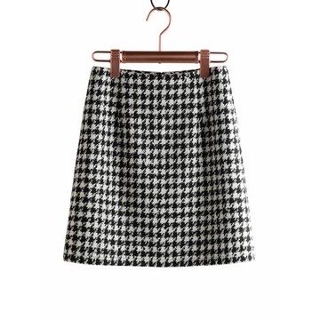 千鳥格半身裙2025新款冬季裙子高腰顯瘦a字裙毛呢格子包臀裙短裙