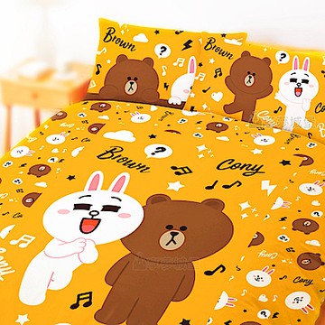 享夢城堡 雙人兩用被套6x7-LINE FRIENDS HAPPY TIME-粉黃藍