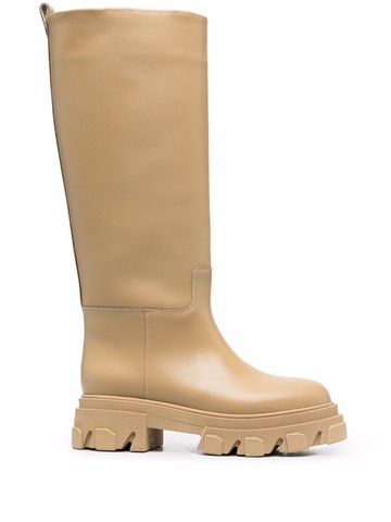 GIABORGHINI - chunky leather boots - women - Rubber/Calf Leather/Calf Leather - 41 - Neutrals