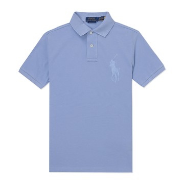 Polo Ralph Lauren RL 熱銷刺繡大馬短袖POLO衫-水藍色