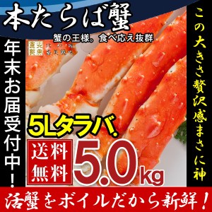 タラバガニ たらば蟹 脚 足 ボイル 特大 5L 5肩 計5kg前後 冷凍 北海道加工 送料無料 かに ギフト プレゼント お買い得