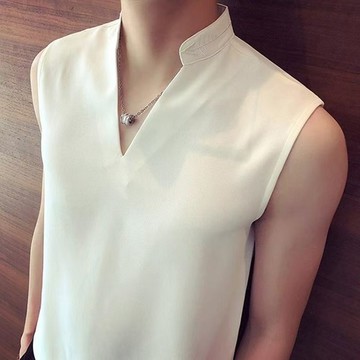 【夏季】無袖t恤男 冰絲背心男 白色潮牌坎肩背心男裝坦克男加肥加大汗衫大碼背心