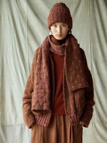 日系復古 / 提花針織圍巾 / 羊毛混紡