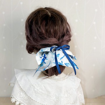 方形大腸圈/ 髮圈 藍 方巾 方型 腸圈 大腸髮圈 髮束 髮繩 腸圈