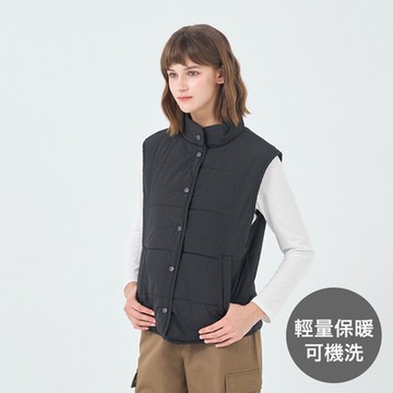 GIORDANO 女裝立領休閒背心 E-care輕暖系列 - 09 標誌黑