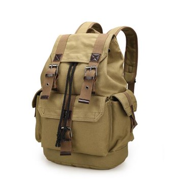 新款雙肩包男士背包大容量帆布水桶包休閑男包旅行包中小學生書包