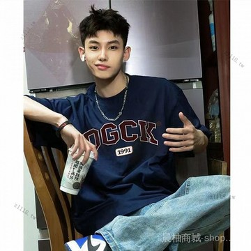 🎇可開發票✨美式hiphop短袖男T恤高街ins潮純棉情侶上衣夏季寬鬆森係百搭體恤#免運